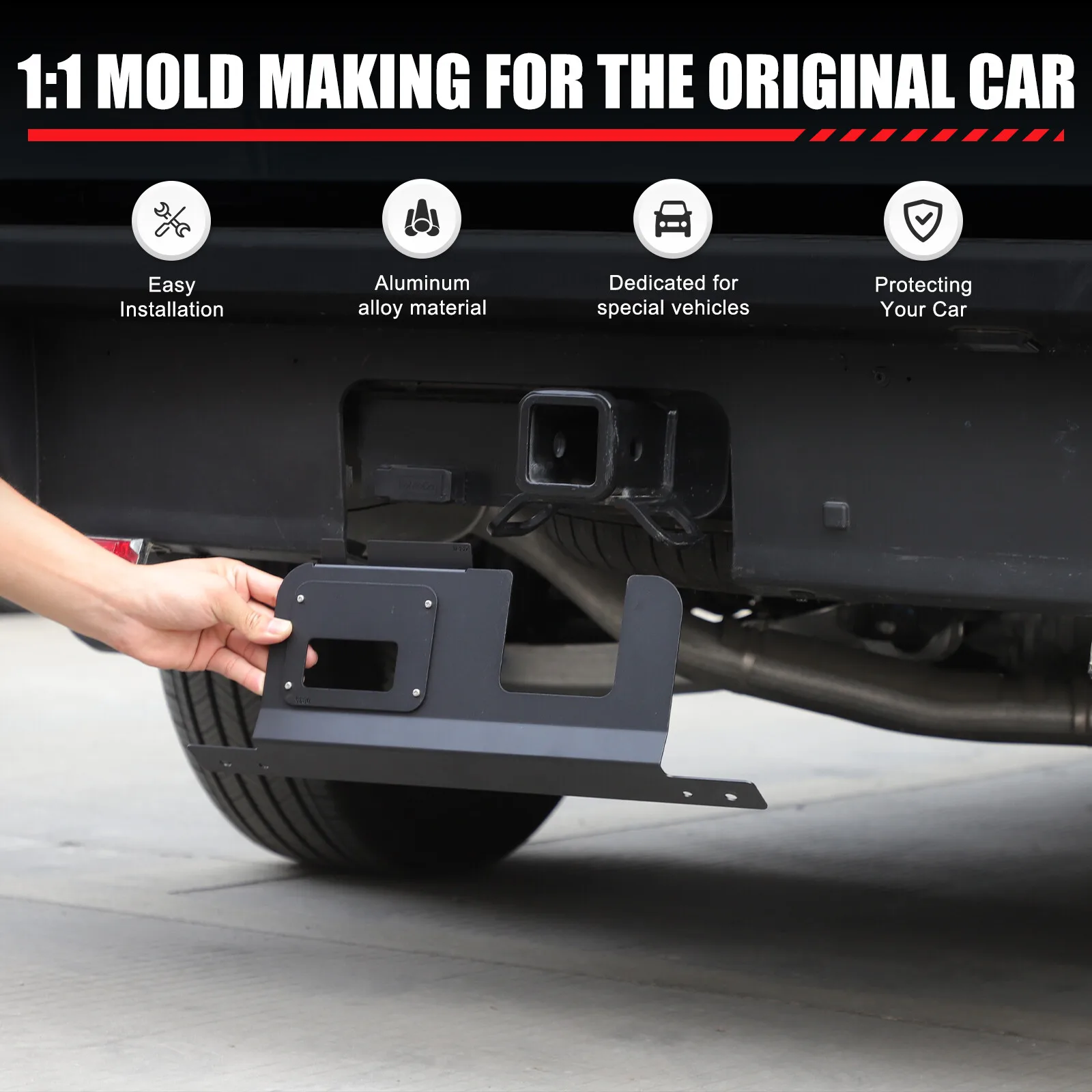Black Aluminum Alloy Tailgate Bottom Wire Hole Anti Dust Cover For Ford Maverick Lariat 2022-2024 Towing Hook Cover Trim
