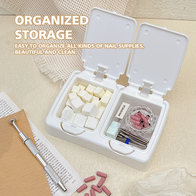 Caja organizadora de almacenamiento para estudio de uñas, caja de almacenamiento de escritorio, Mini hisopo de algodón emergente con tapa, plástico de algodón cosmético a prueba de polvo