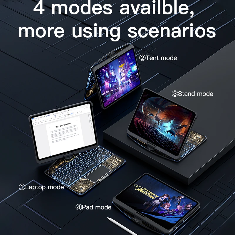360 °   Casing Keyboard Ajaib Berputar untuk iPad Pro 13 inci 2024 dengan Penutup Keyboard CoreTech Trackpad Lampu Latar Pintar