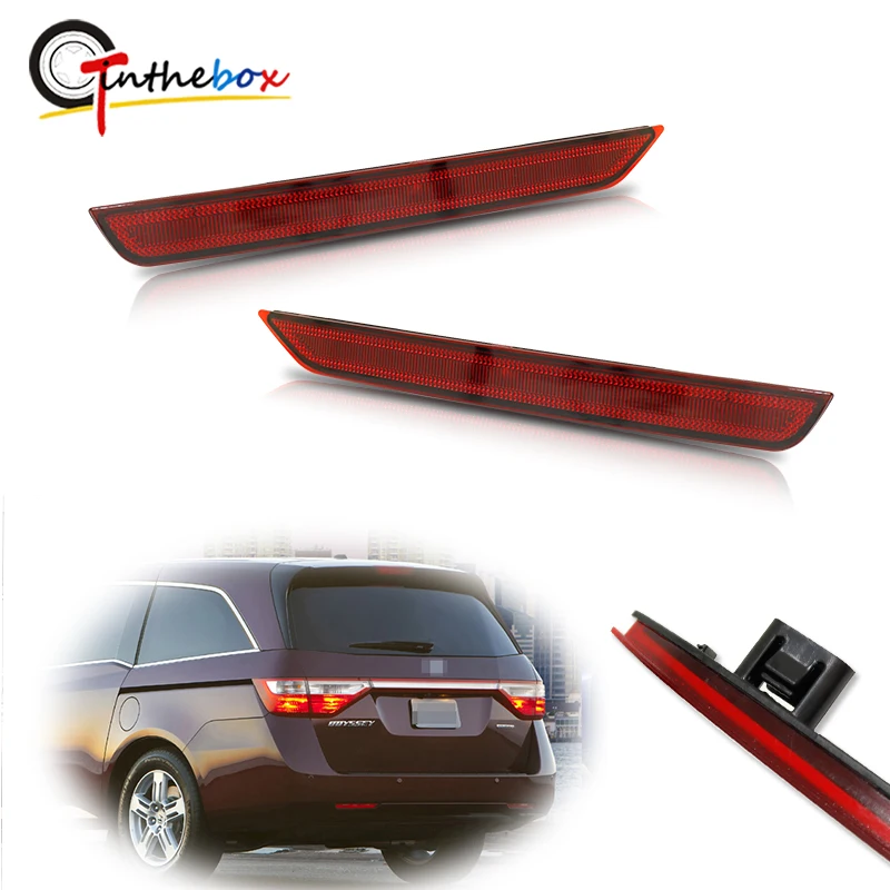 Gtinthebox Red Lens Car Rear Bumper Reflector Light Housing Shells For 2011-2017 Honda Odyssey Tail Brake Light, No Bulb/Socket