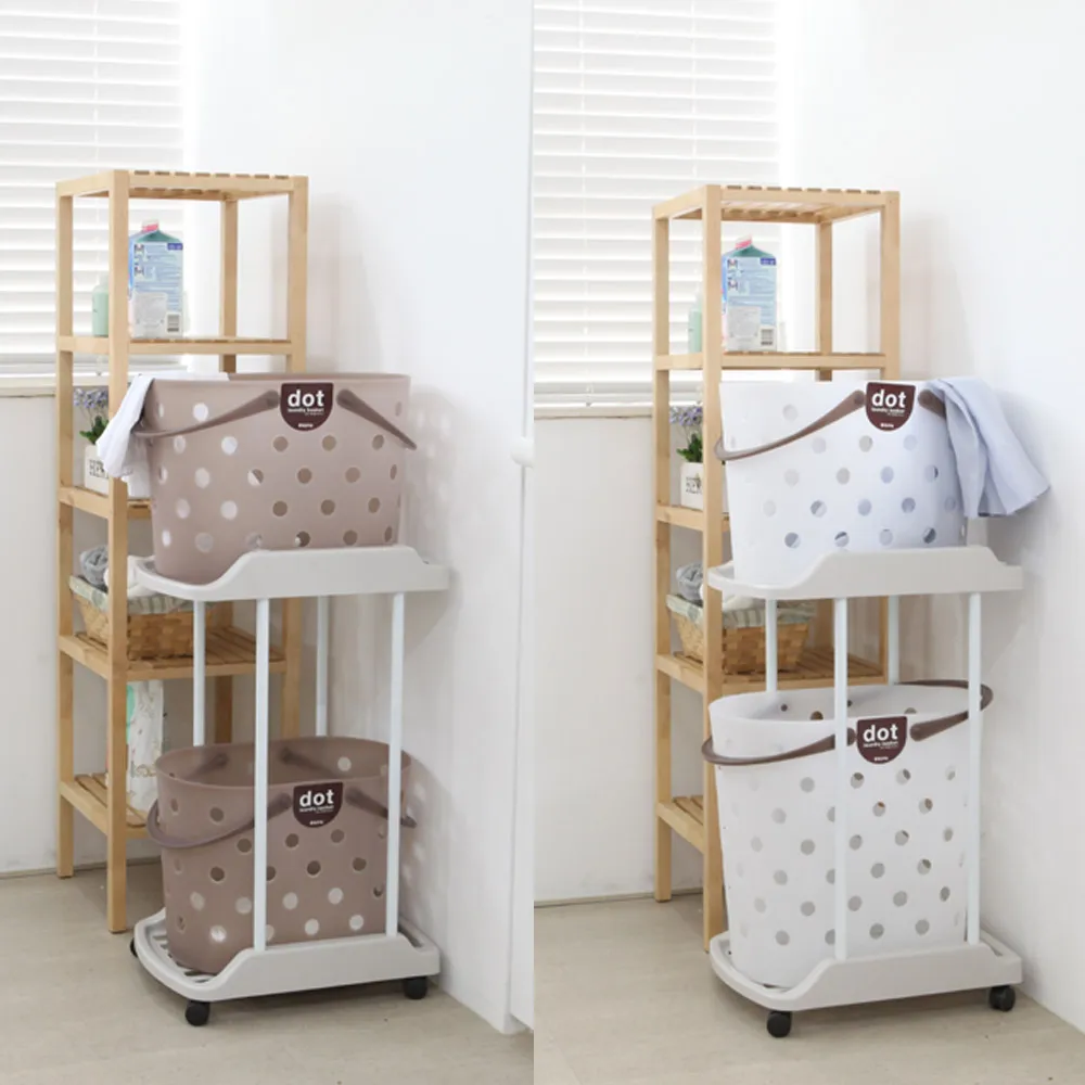 Changshin Living Dot Laundry Basket Shelf 2-Tier Set functional organized modern