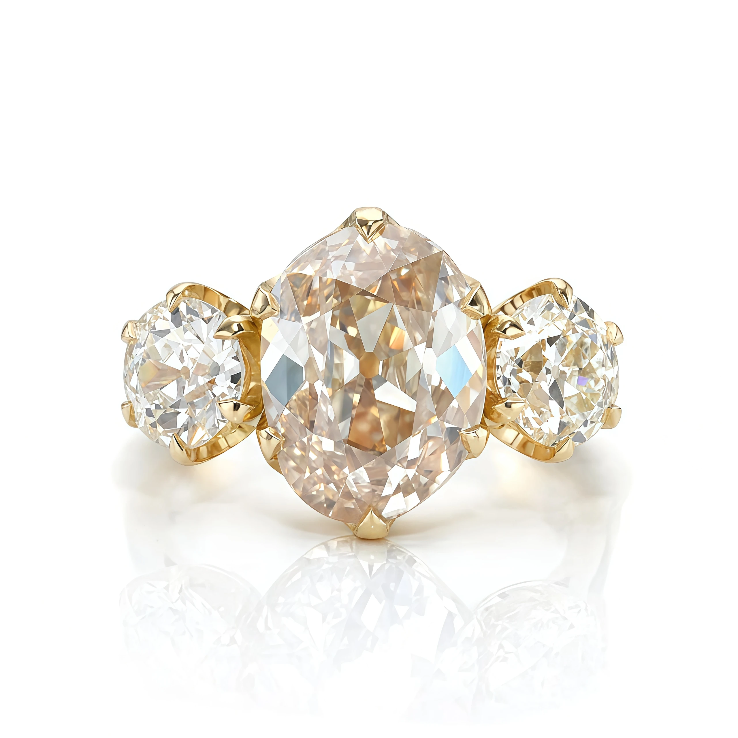 GEM'S BALLET Moissanite Three-Stone Engagement Ring with Moissanite Side Stones in 925 Sterling Silver Gift For Her