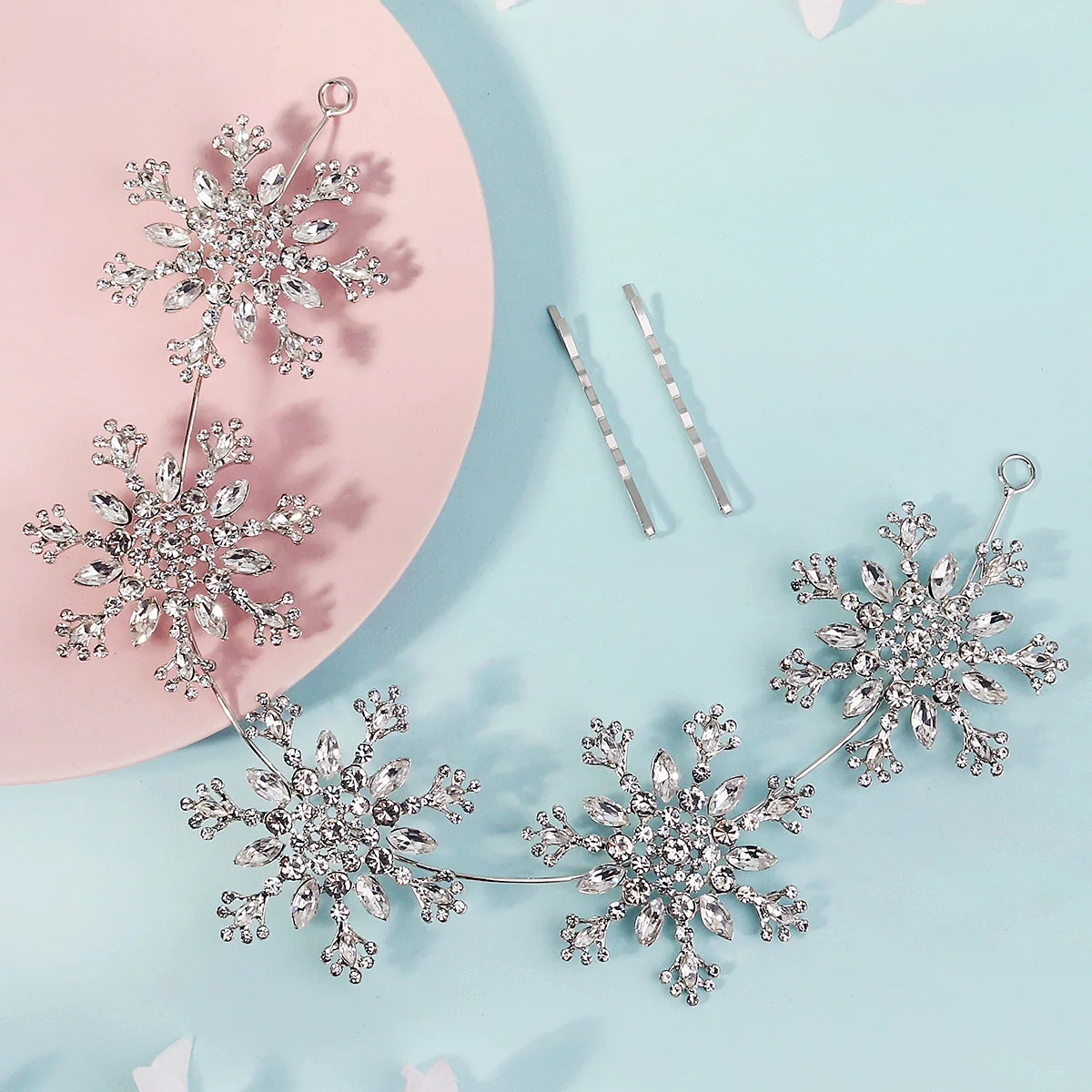 Sliver Exquisite Snowflake Crystal Hairband Bride Wedding Crown Headpiece For Women Elegant Gala Dinner Hair Accessories Gifts image 4