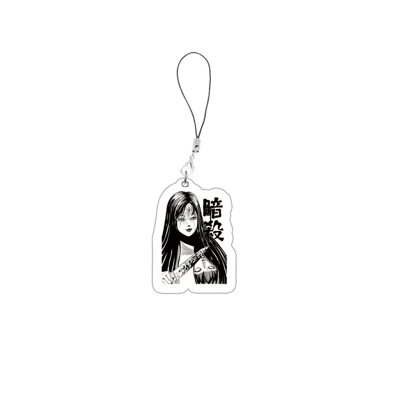 Junji Ito Phone Charm Keychain Acrylic Junji Ito Small Mobile Phone Chain KeyRing Accessories Fans Gifts