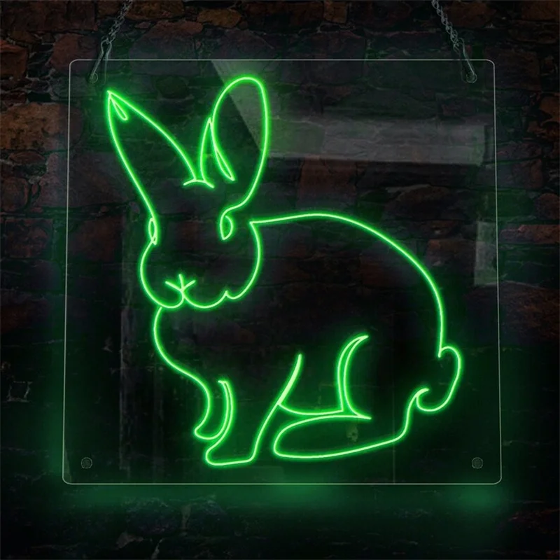 

Rabbit Bunny Domestic Animal Neon Sign, Handmade EL Wire Neon Light Sign, Home Decor Wall Art