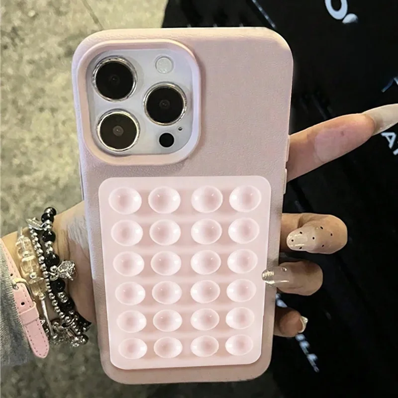 Luksusowe etui na telefon z przyssawką 3D, wzór liczi, do iPhone 17 16 15 14 Pro Max Plus 11 12 13 Pro Max X XR XS 16E — zdjęcie 2