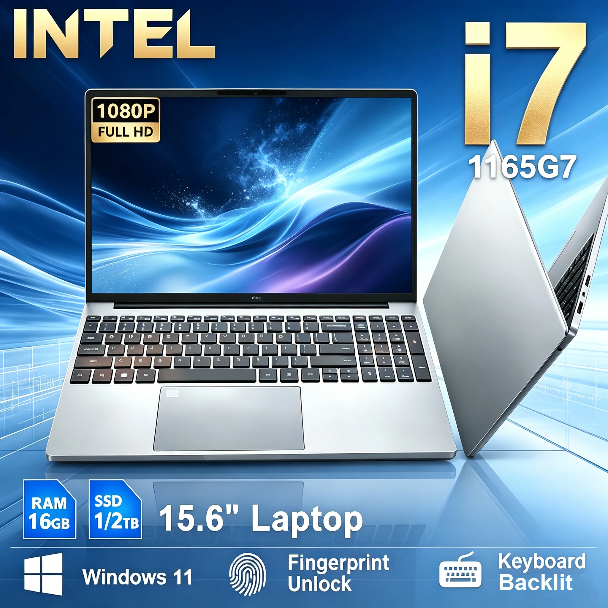 Computer portatile Xiaman con Windows 11 Pro, processore Intel Core i7 1165G7, 16 GB di RAM, SSD da 512 GB, 1 TB o 2 TB, risoluzione 1920x1080, ideale