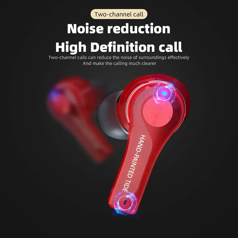 Auriculares TWS táctiles transparentes de TS-200, calidad de sonido HIFI, sonido estéreo HD, cancelación de ruido inteligente, auriculares principales duales