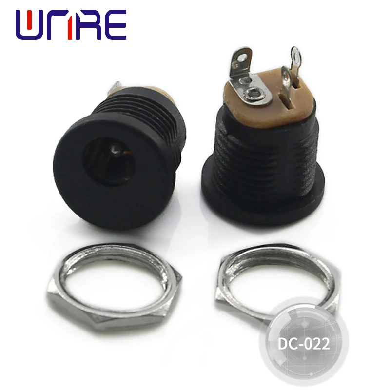 DC-022 Circular Hole 3P Interface Connector Black DC Power Socket 5.5*2.1 5.5*2.5mm With Thread DC Charging Port