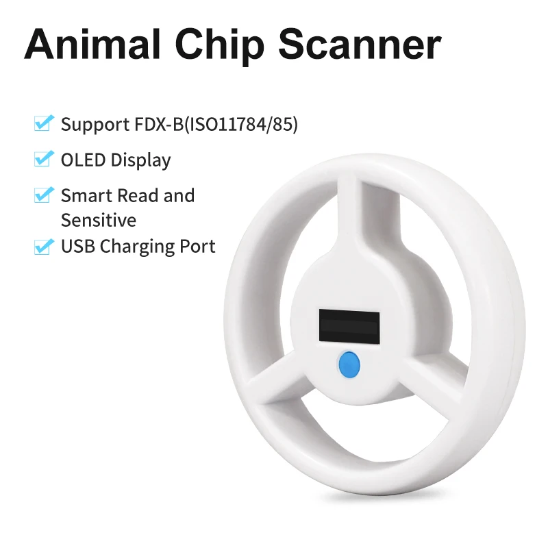 134.2KHz FDX-B Animal Chip Scanner Microchip Reader RFID Pet Tag Reader for Cat Dog Glass Tag