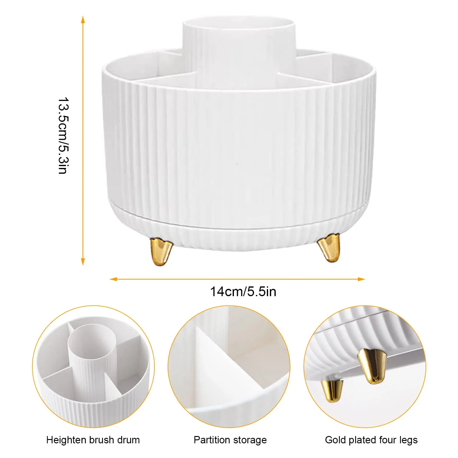 Stylowy 5-szczelinowy organizer na pędzle do makijażu 360 °   Obrotowy organizer na pędzle do makijażu do przechowywania w biurze w łazience w komodzie — zdjęcie 6