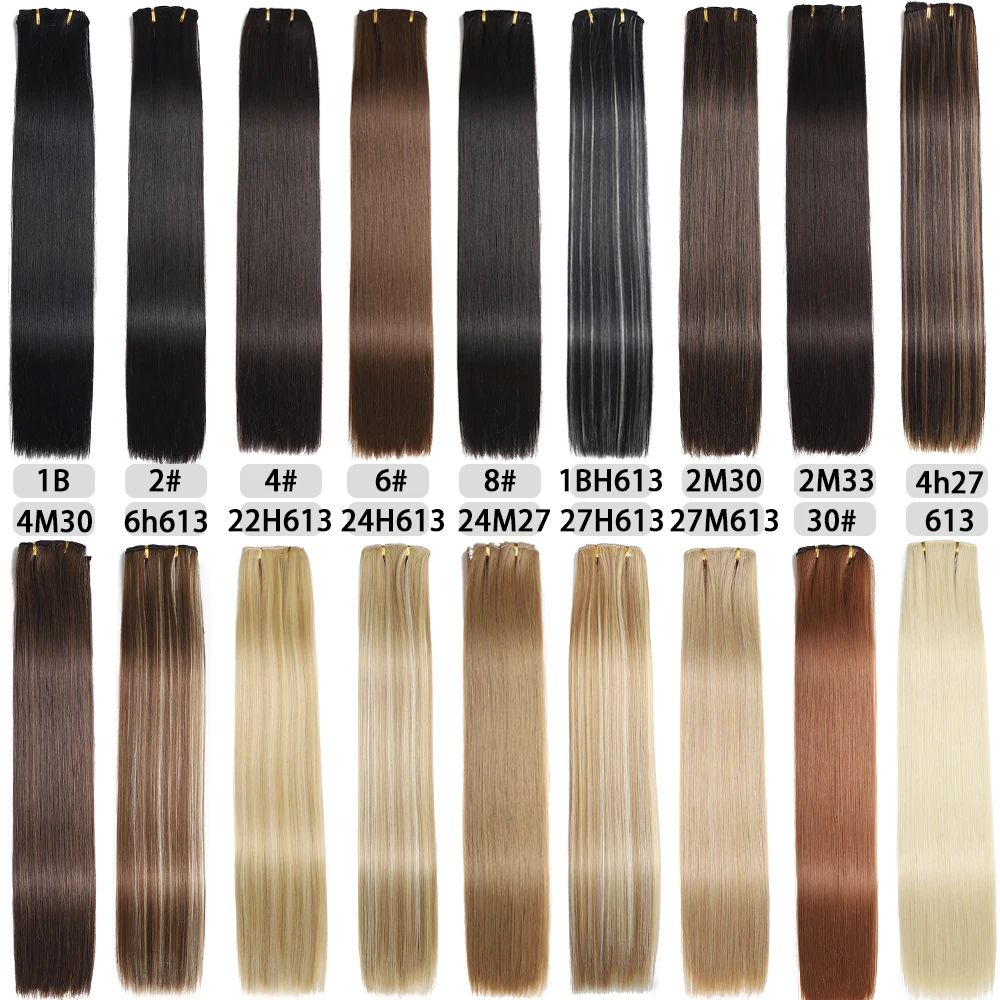 24Inchs 16 Clips in Synthetic Hair Extensions Long Straight Hairstyle Synthetic brown Black Hairpieces Heat Resistant False Hair