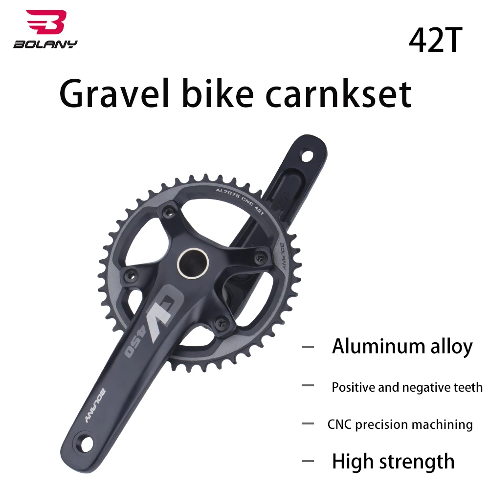 

Bolany 170mm Gravel Bike Crankset 42T Single Speed Mountain Bike Cycling Road Bike Crank Arm Set Single Chainring