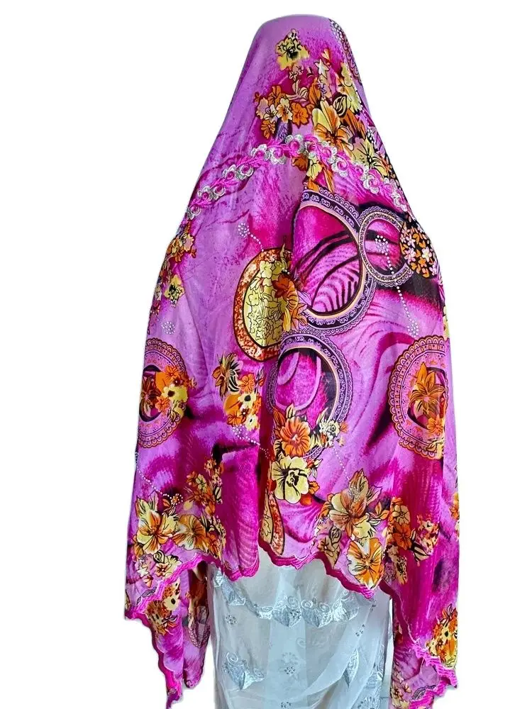 Printing drilling Fashion Muslim African Women Dubai Scarf special Embroidery Chiffon splicing with Net Women Hijab Scarf