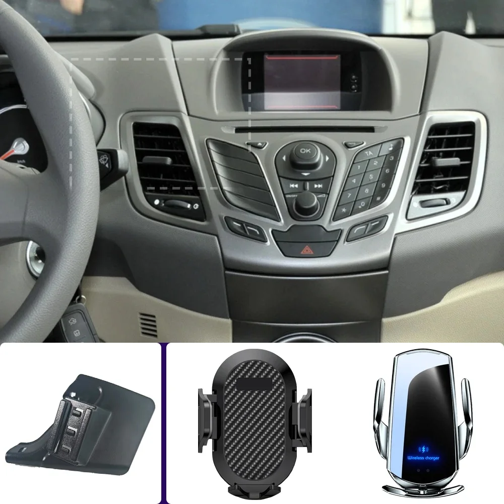 Support de téléphone de voiture pour Ford Fiesta 2009 2010 2011-2014, supports de téléphone portable, chargement sans fil, accessoires spéciaux de Base fixe