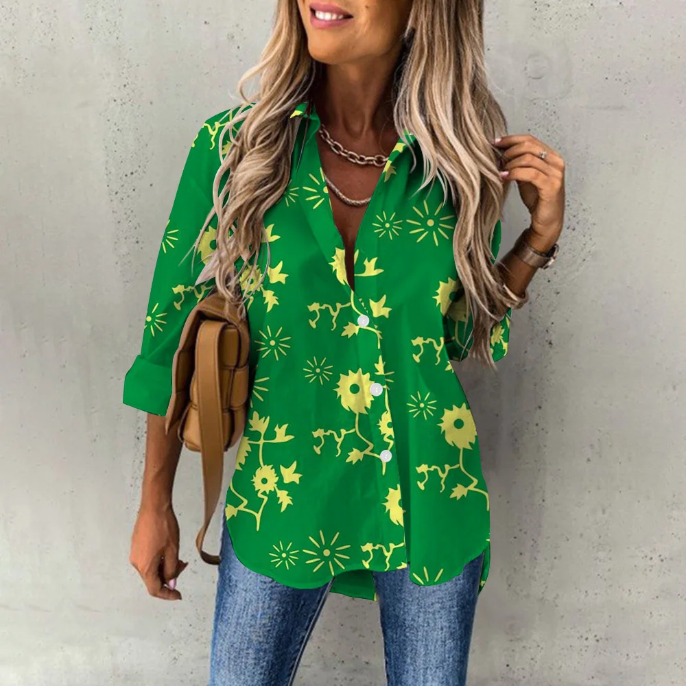 Women's Long Sleeve Casual Button Down Shirts Fashion Casual Tops Work Blouses T-Shirts Female Clothing Match Jeans Plus Sizes