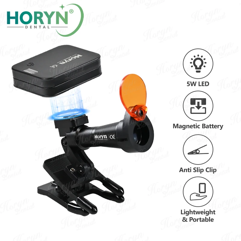 Horyn Dental Loupe LED Headlight 5W Portable Magnetic Spotlight Surgical Light Adjustable Focus Lamp for Dentist