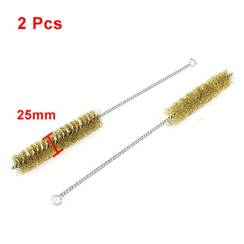 2Pcs Brass Wire Cleaning Brush 25mm Dia Metal Wire Pipe Tube Cleaning Brush Rust Cleaner Washing Polishing Tools 29cm Length