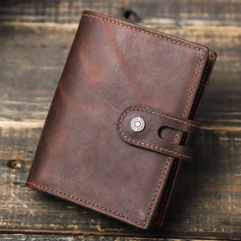 Vintage Luxury Genuine Leather Airtags Wallet Men Women Purse With RFID Blocking Box Anti-lost ID Credit Card Bag