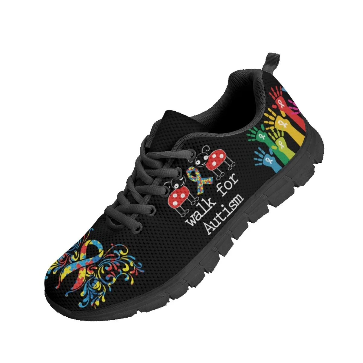 INSTANTARTS Women's Casual Sneakers Walk for Autism Awareness Pattern Female Wear Resistant Flats Outdoor Athletic Shoes Zapatos