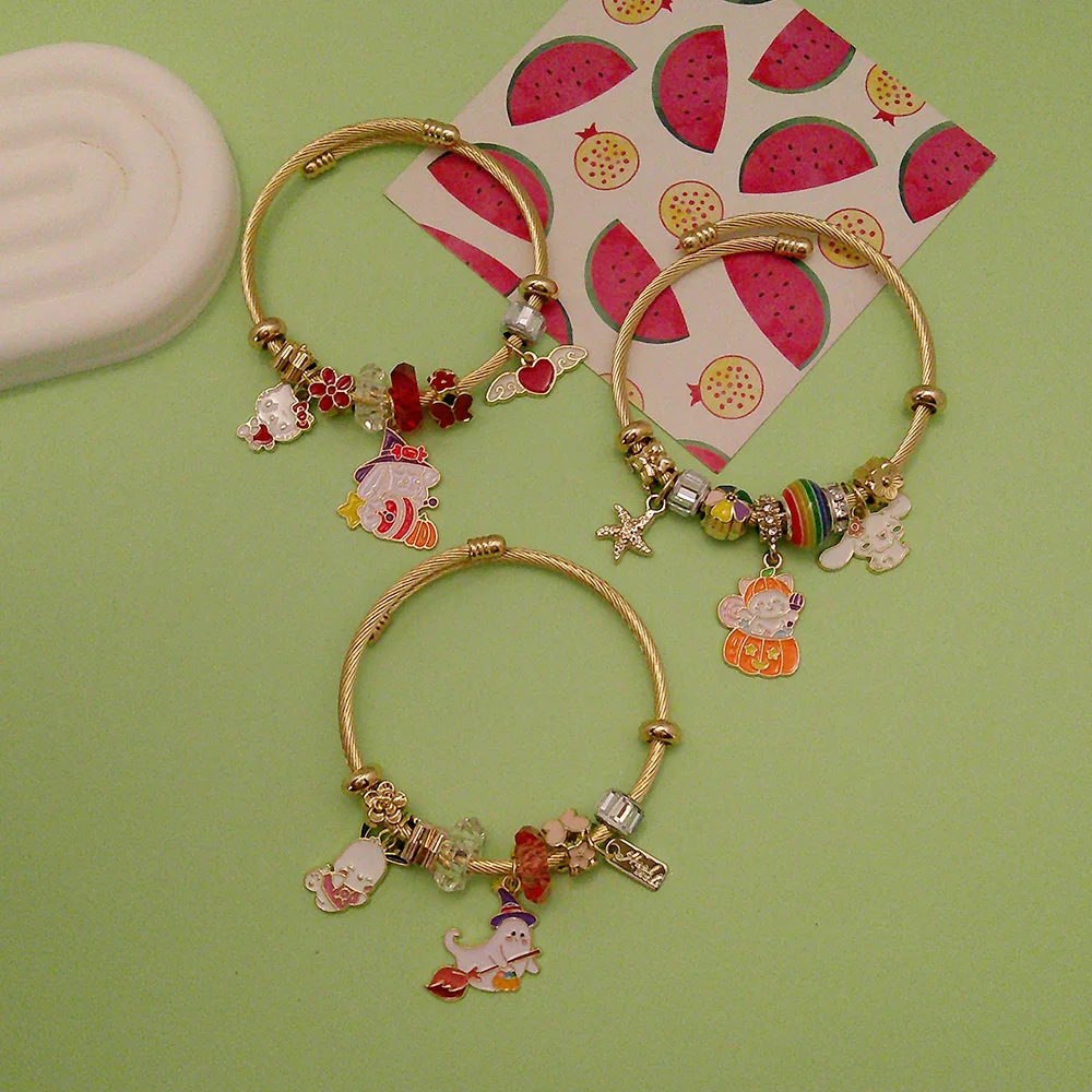 Pulsera de Anime Sanrio Hello Kitty Cinnamoroll, figura de dibujos animados, Pochacco, insignia de Metal, colgante, brazalete Kawaii, accesorios de joyería DIY