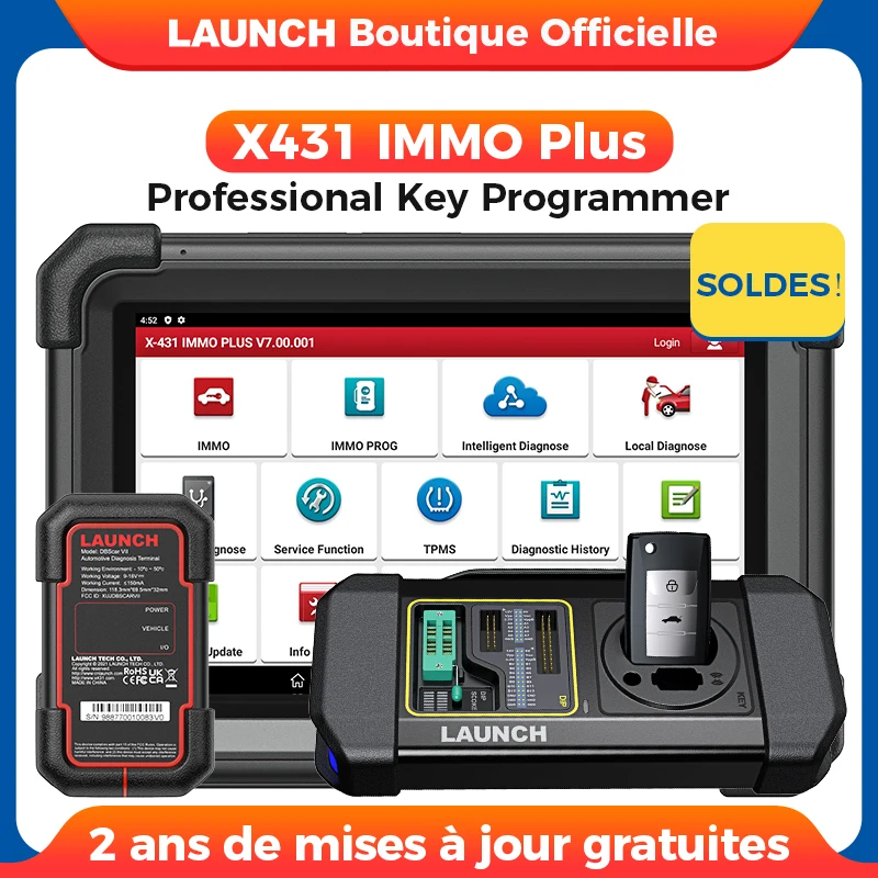 Outil de programmation de clés LAUNCH X431 IMMO PLUS, programmeur de clés, outil de diagnostic automobile, fonctions IMMO, immobilisateur, 2 ans de mise à jour gratuite