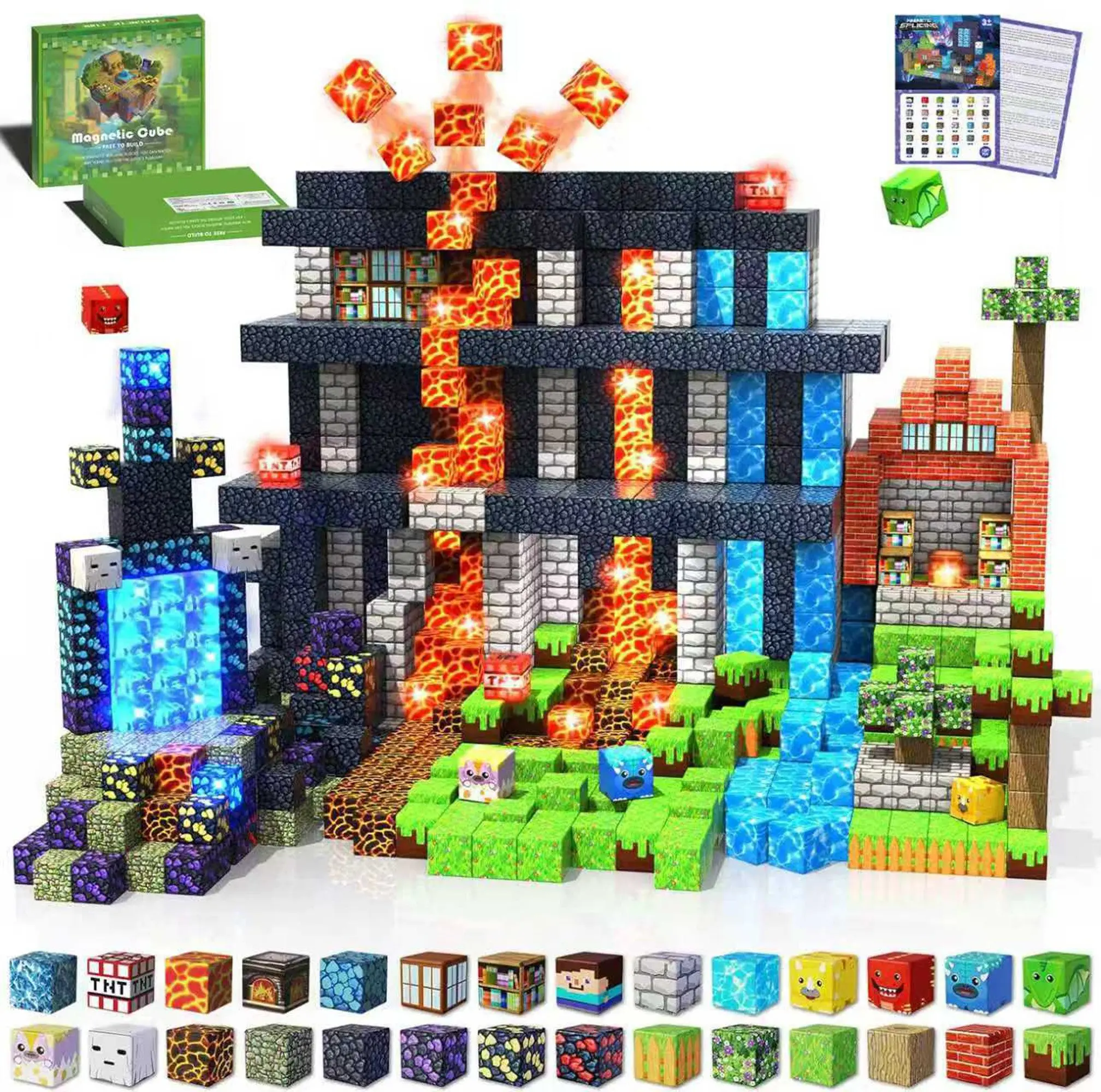 Blocchi magnetici per bambini, set di giocattoli magnetici da 150 pezzi, blocchi magnetici per costruire i propri mondi, espandibili a piacimento, set da viaggio con angoli arrotondati, stimola la