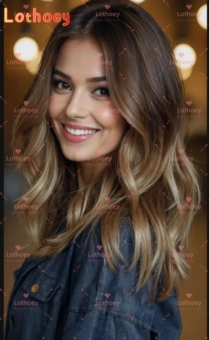 Парик Lothoey Blonde, вьющиеся волнистые парики с челкой для женщин, повседневная вечеринка, естественный вид, SlikMuse