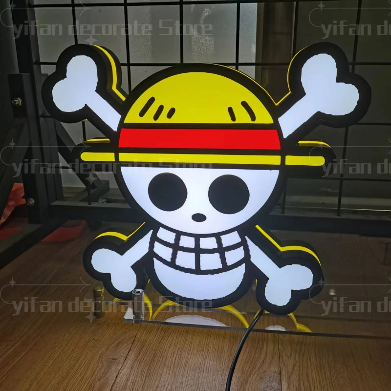 

Hakkoween Skull Logo LED Nightlight Gift 3D Print Desktop Lightbox Custom Wall Decor for Kids Illuminated Gaming Room Light Sign