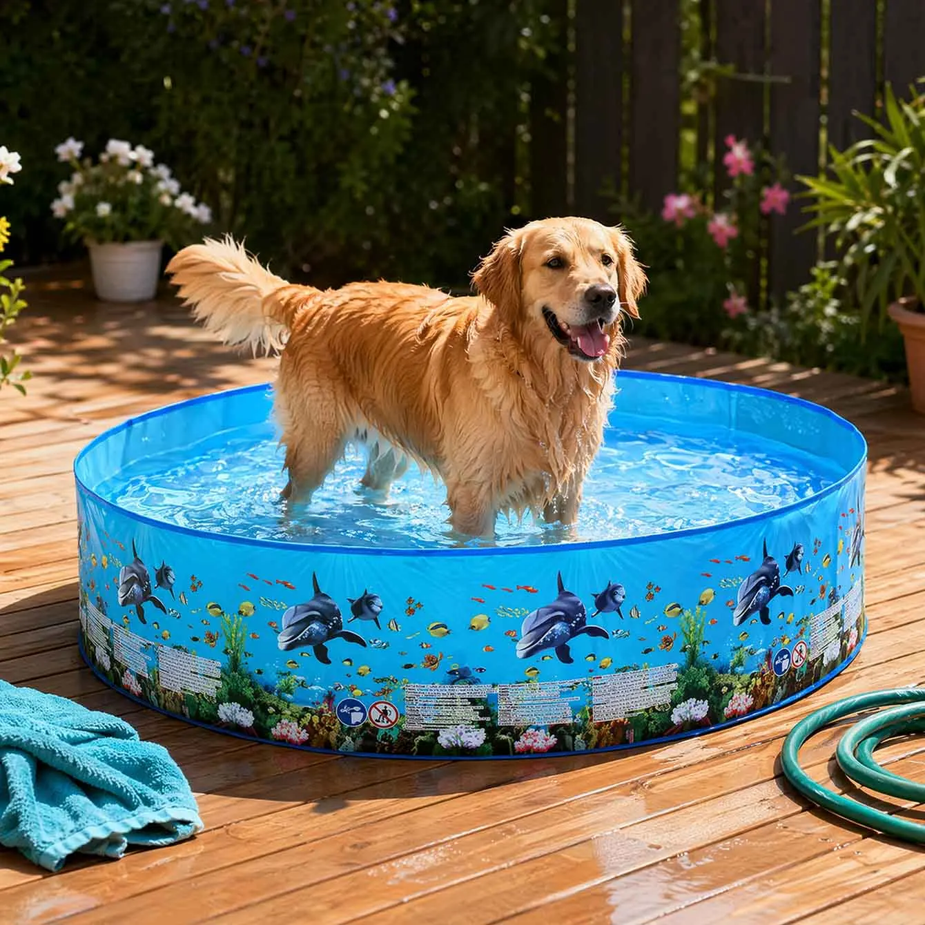 1PC PVC Foldable Water Pool, Round Dog Swimming Pool, Portable Backyard Garden Pool for Pets and Summer Splash