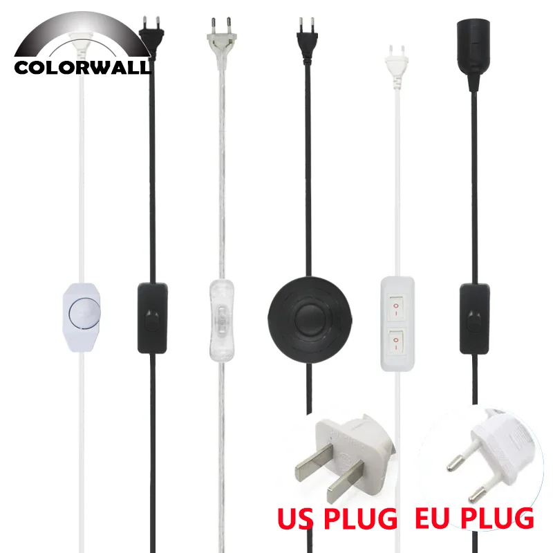 LED Dimmer Switch Cable Button Switch Modulator Lamp Line EU/US Plug Line Cable Wire For DIY LED Floor Lamp/Reading Light