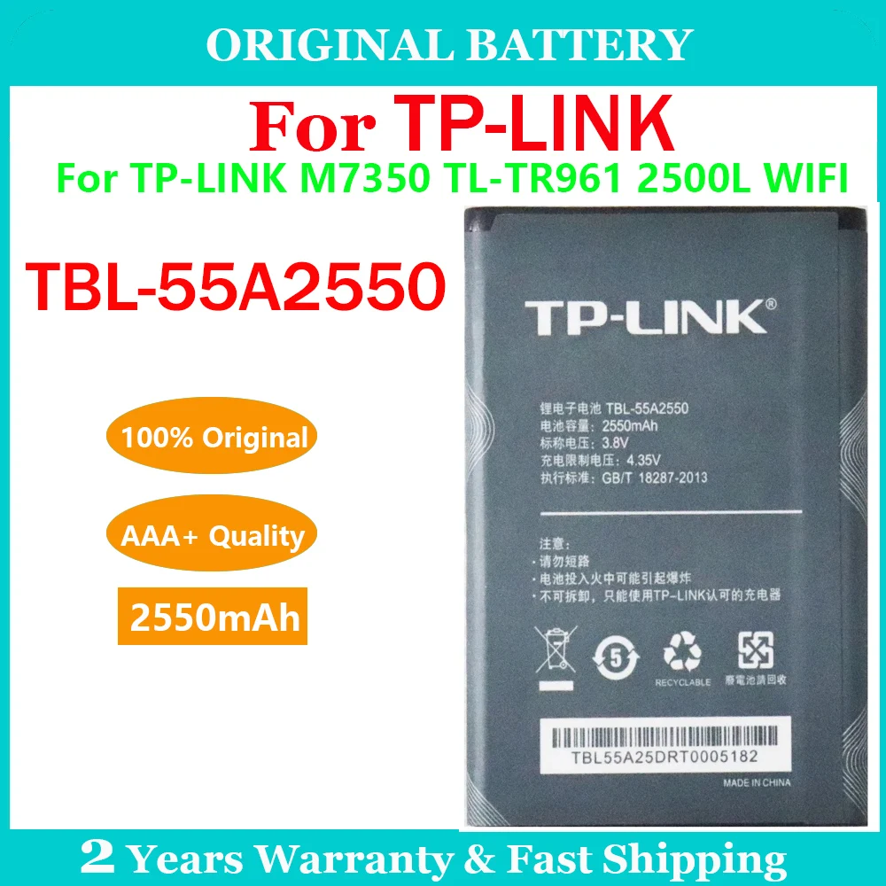 New 100% Original 2550mAh TBL-55A2550 Battery For TP-LINK M7350 TL-TR961 2500L 4G LTE WIFI Router Hotspot Modem Batteries