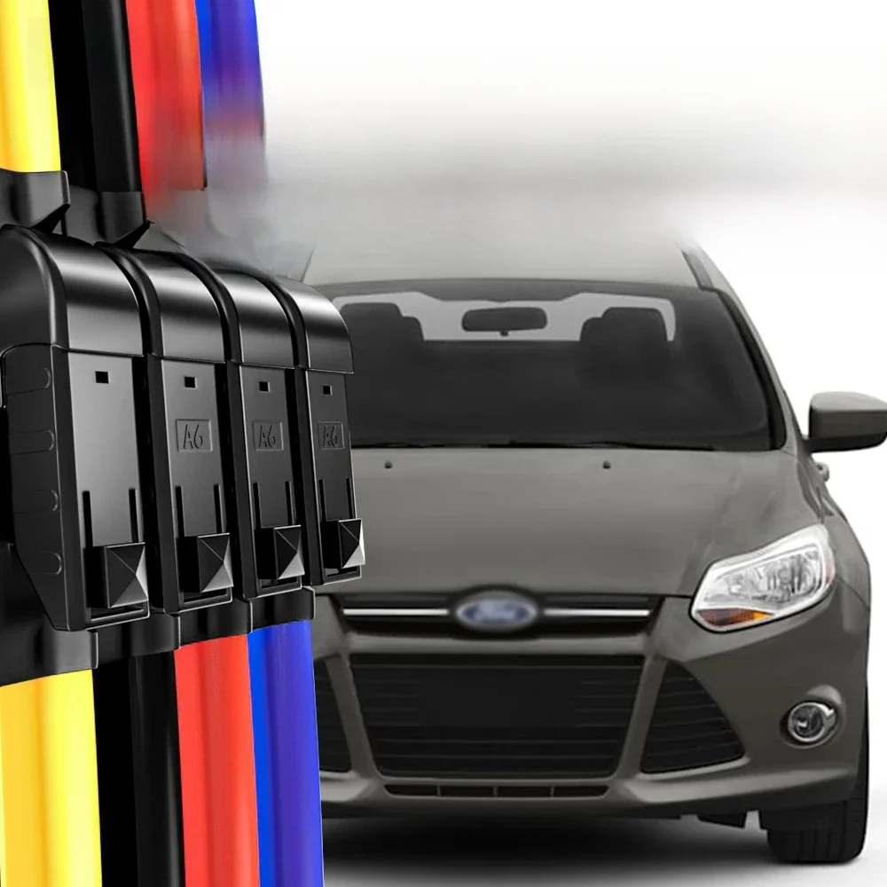 Voor Ford Focus 2 3 4 MK1 MK2 MK3 MK4 1998-2023 2018 2019 2020 2021 2022 2 Stuks Voorruit ruitenwisserbladen Rood Blauw - afbeelding 2