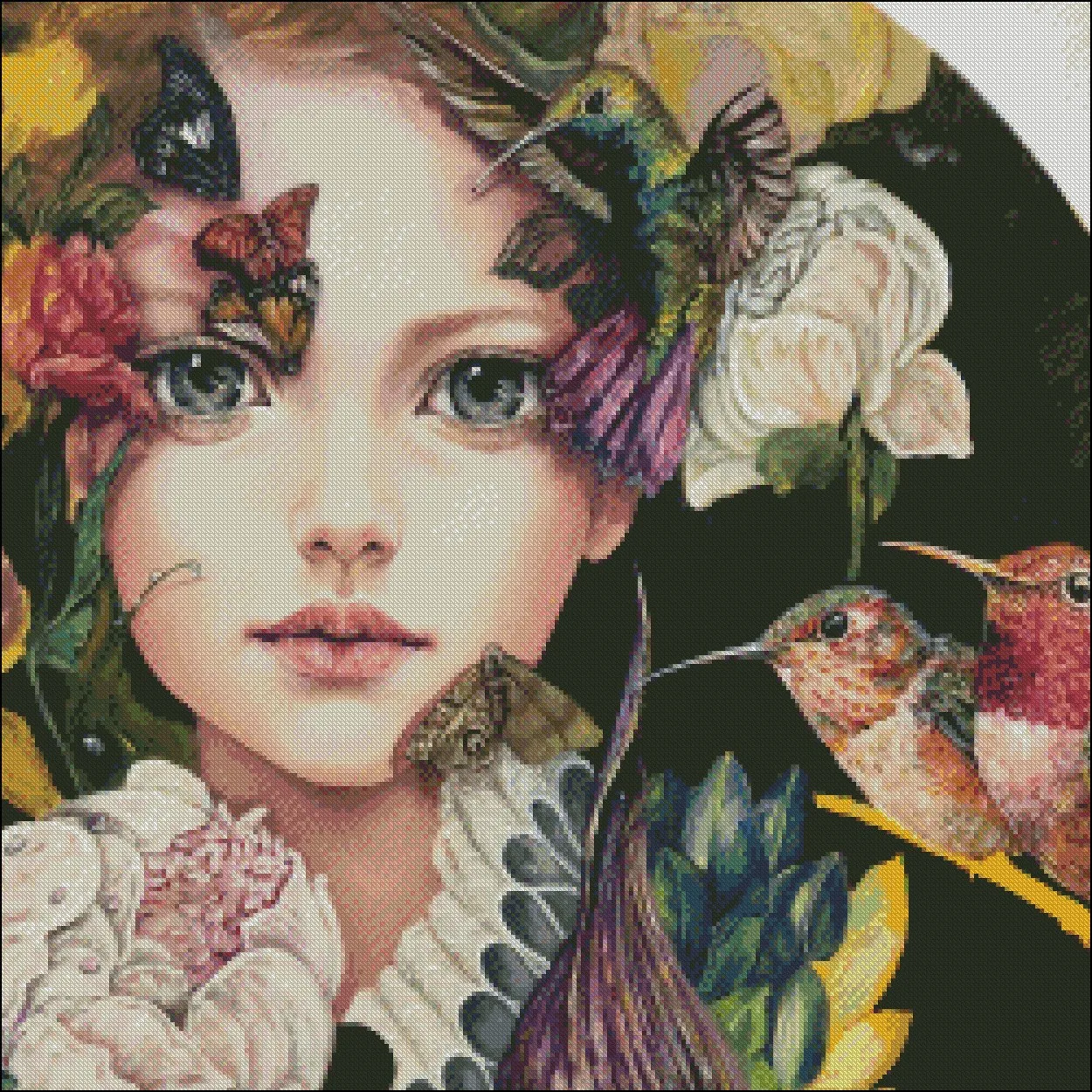 Girl with Flowers 1 - Counted Cross Stitch Kits - DIY Handmade Needlework Embroidery 14 CT Aida Cross Stitch Sets DMC Color