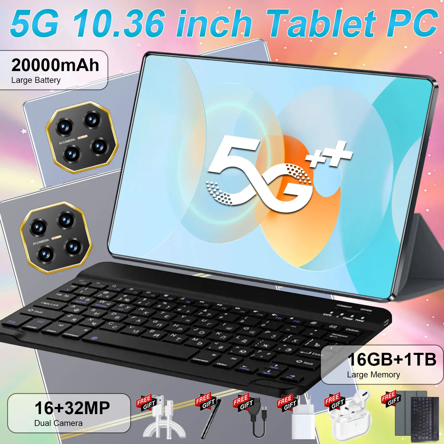 Nueva Tablet Global de 10.36 Pulgadas HD 4K Android 13 16GB 1TB 14 Núcleos 20000mAh 16MP+32MP