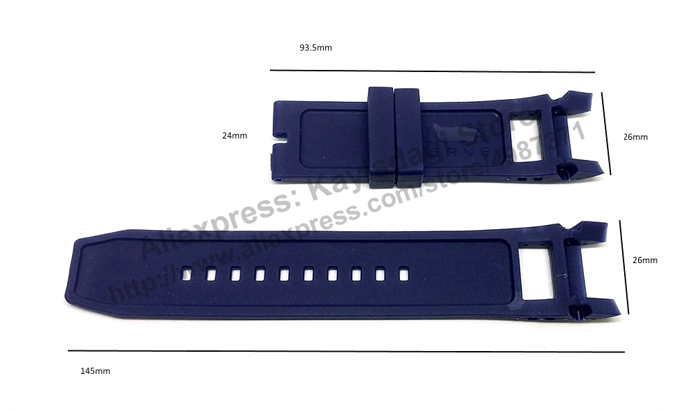 26mm Navy Blue Rubber Watch Band Strap Compatible for Invicta Reserve Excursion 80615 , 80616 , 80617 , 80619 , ​90057