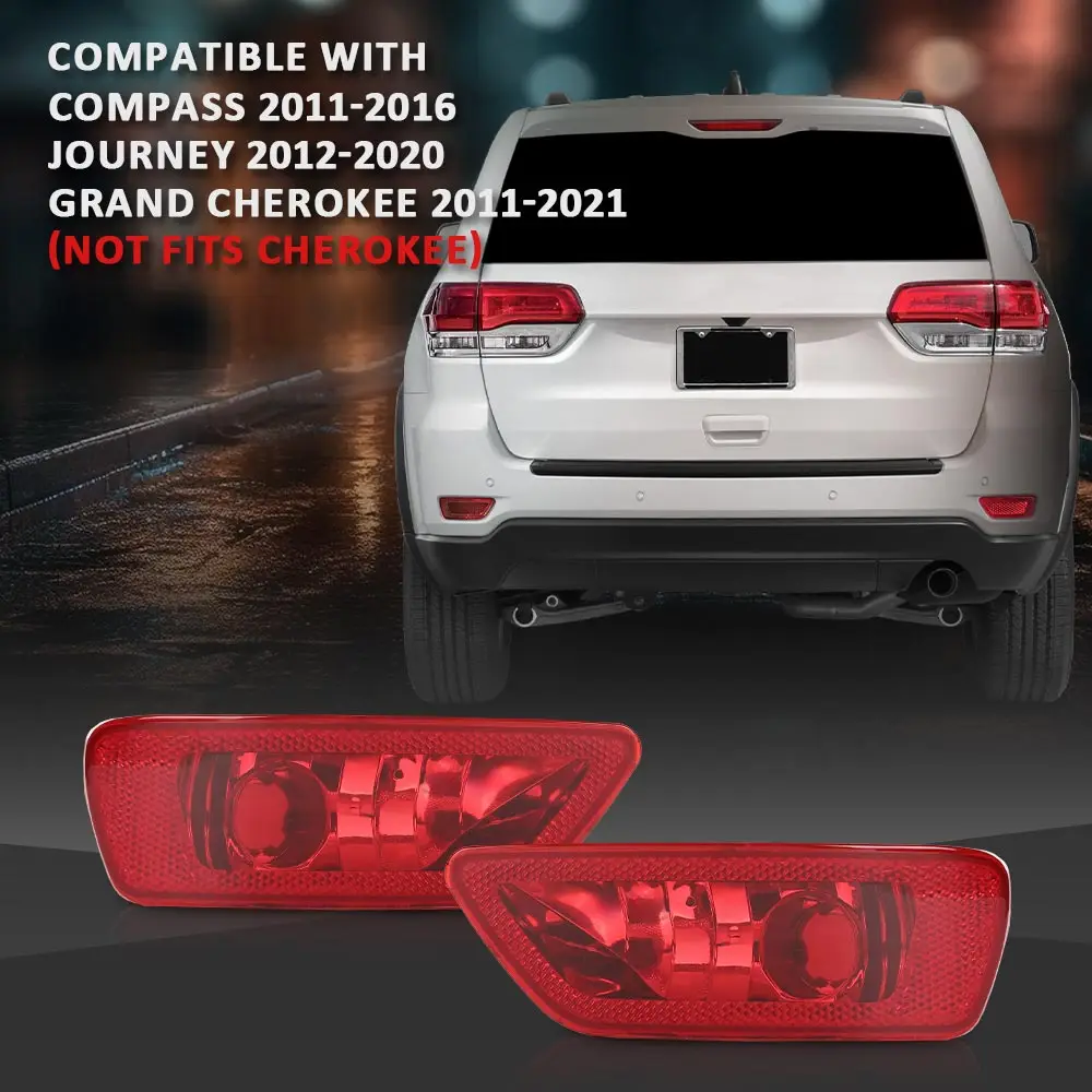 

2X красные светодиодные противотуманные фары заднего бампера, подходят для Jeep Grand Cherokee 11-21