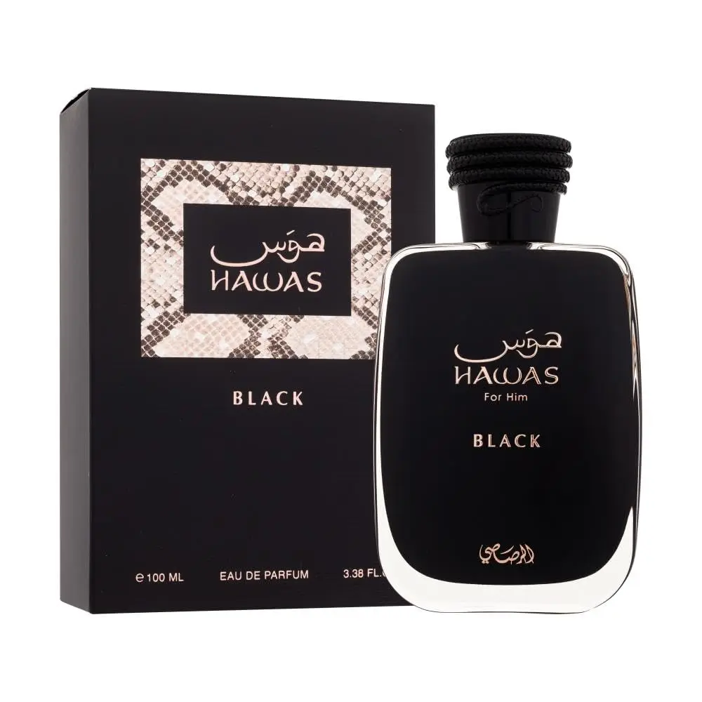 Perfume Masculino Hawas Black EDP 100ml Aroma Refrescante Sofisticado de Longa Duração para Homens