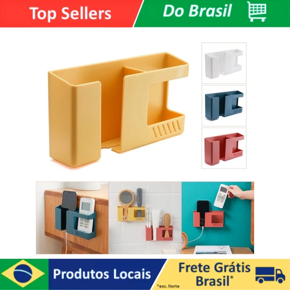 Suporte De Parede Dois Em Um Multifuncional Sem Pregos ou Furos Para Controle E Celular