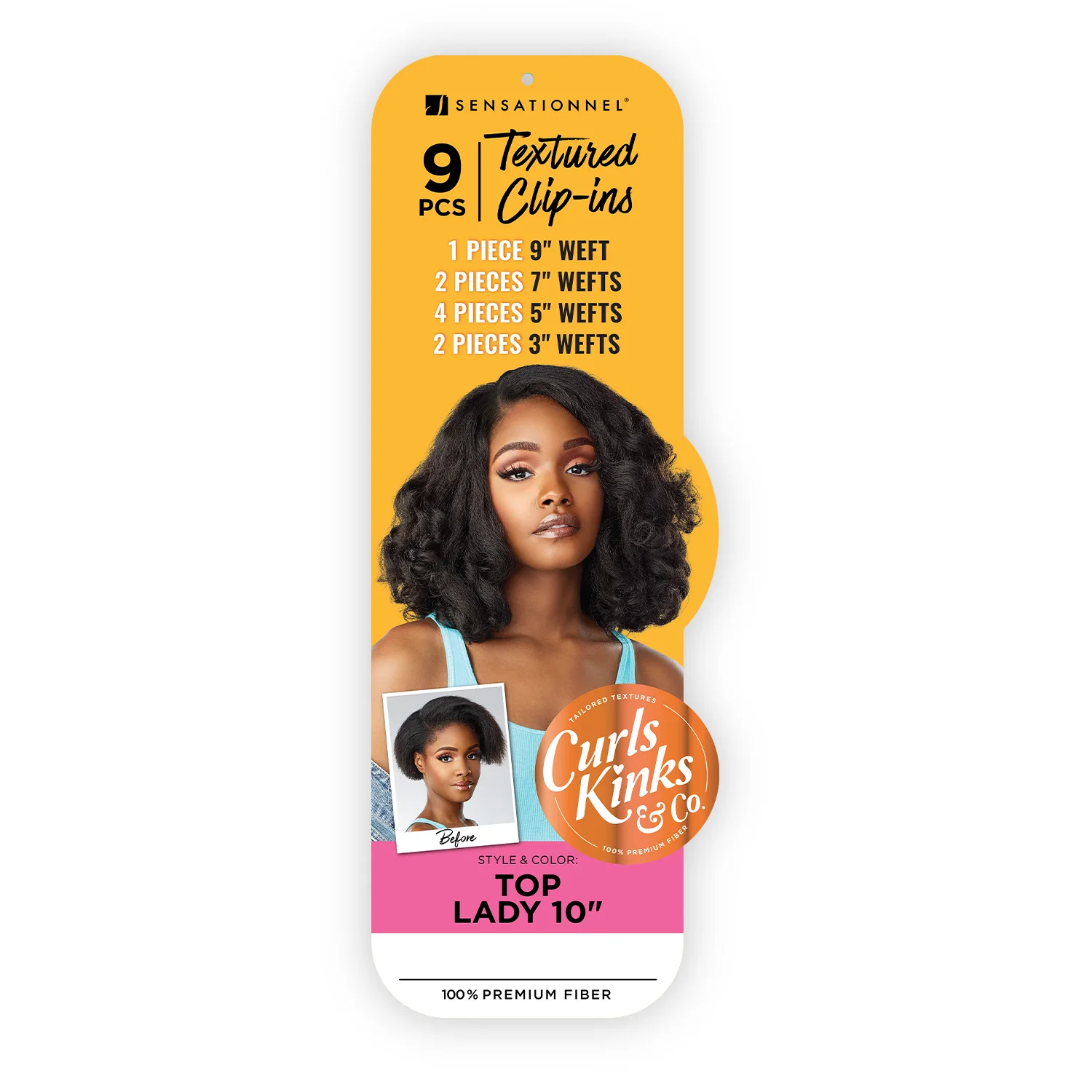 Sensationnel Textured Clip-Ins Weave Curls Kinks N Co Top Lady (Boss Lady) 10 بوصة (9 قطع) #6