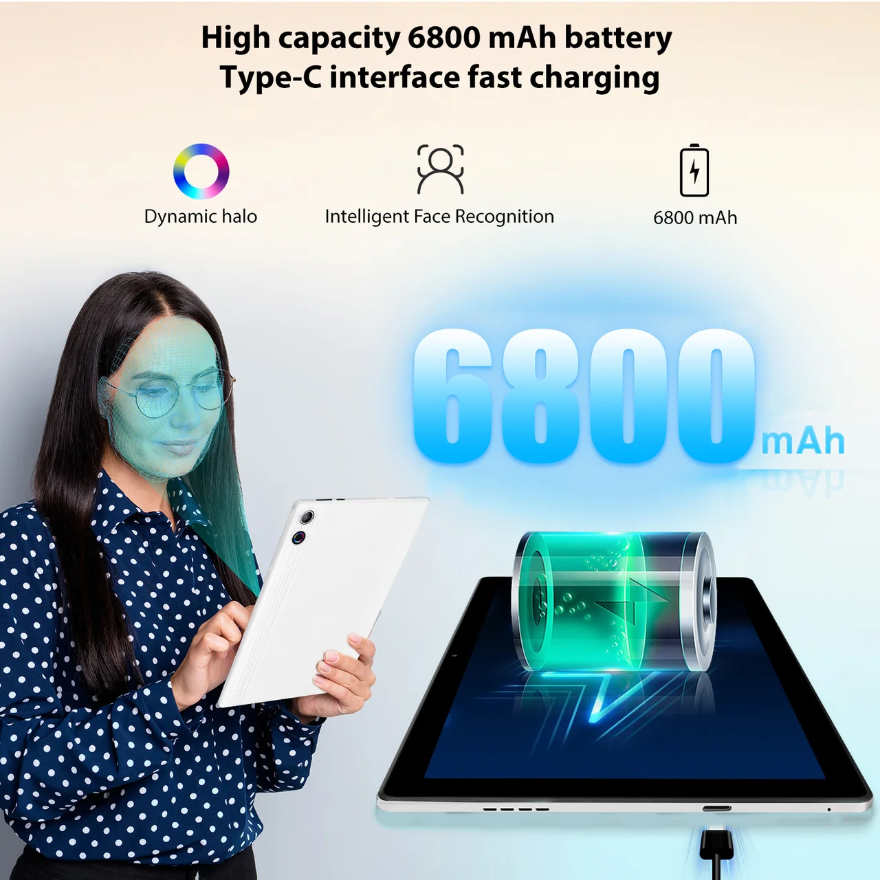 Tablet Android 14 da 11 pollici Octa-Core 14 GB + 64 GB 1 TB Espandi batteria da 6800 mAh con custodia protettiva Stilo Tastiera Mouse Cuffie