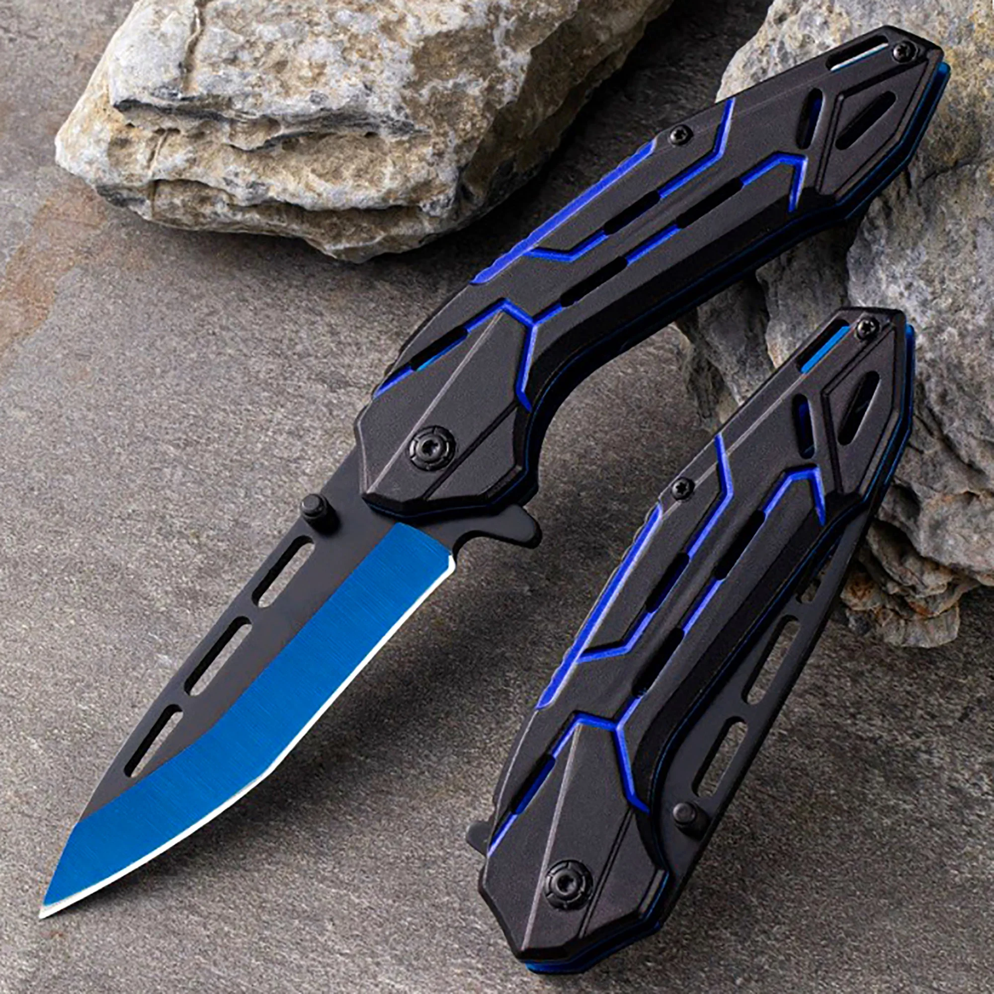 Das hochharte Outdoor-Klappmesser und das tragbare Camping-Taschenmesser eignen sich zum Bergsteigen und Angeln.