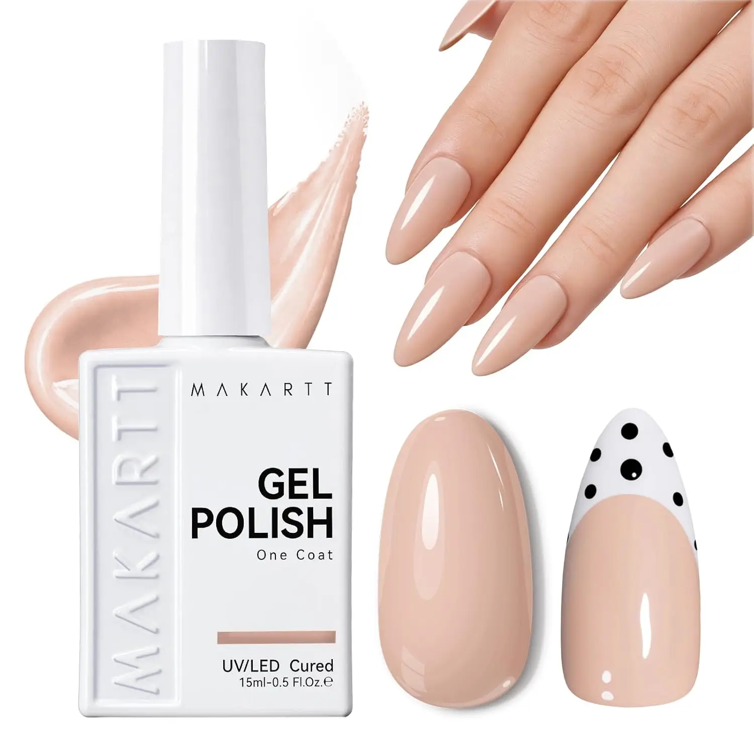 Makartt Ultra-Pigmented Nude Gel Nail Polish 15ml One N'Done One-Coat High-Gloss Ceramic Shine Salon-UV Nail Art Manicure