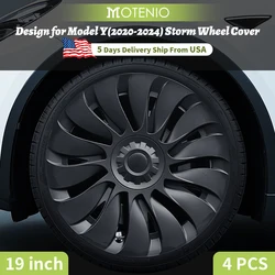 4PCS Design for TESLA Model Y 2020-2024 Vehicle Full Coverage Storm Wheel Cover Cap 19 Inches Wheel Hubcap Automobile Accessorie