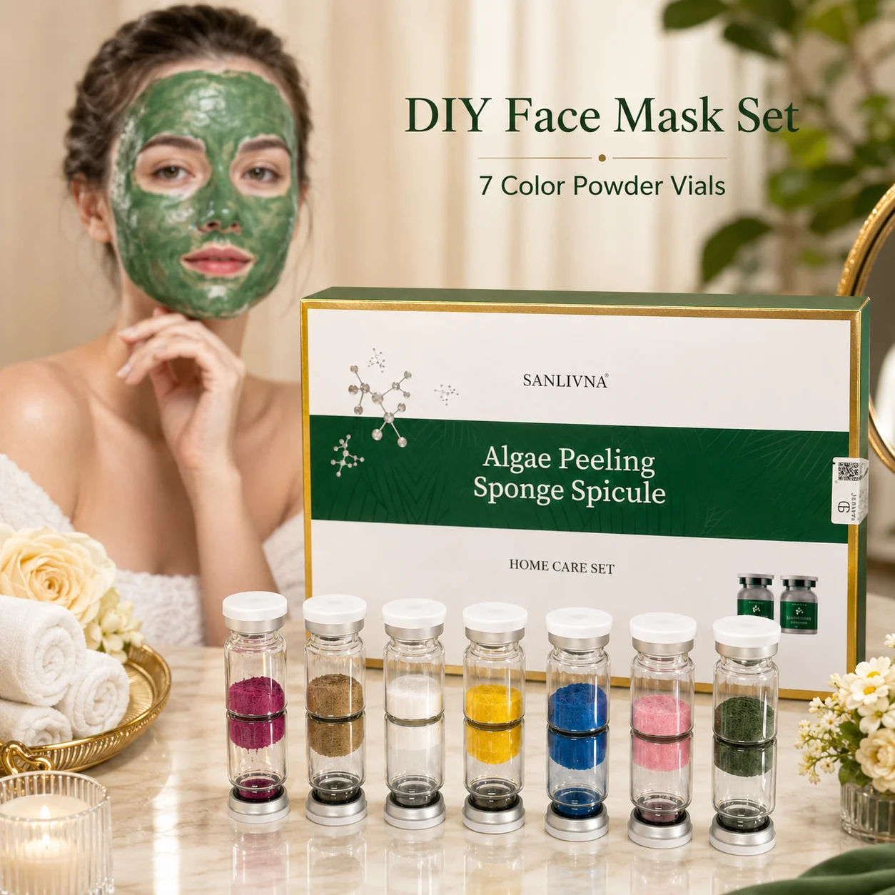 SANENDI Algae Peeling Sponge Spicule Facial Seaweed Mask DIY Seaweed Mask Glow Hydrating Smoothing Korean Skincare 10VIALS