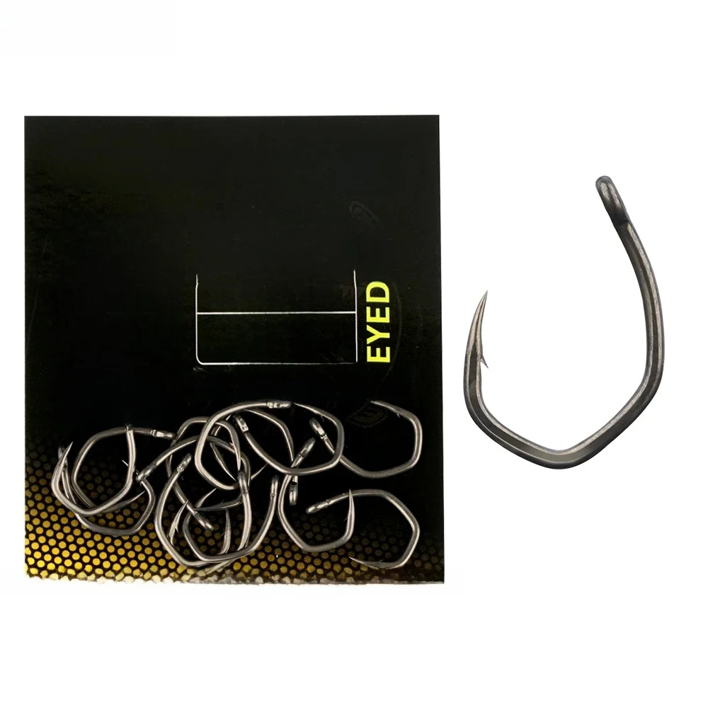 Hirisi 15 pièces hameçons de pêche à la carpe enduit de PTFE avec micro-oeil barbelé hameçons en acier à haute teneur en carbone accessoires de pêche X923
