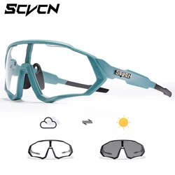 Scvcn Photochromic Cycling Glasses Cool Bike Sunglasses Sports Bicycle Eyewear Mountain Cycl Goggles UV400 MTB Road Men Driving