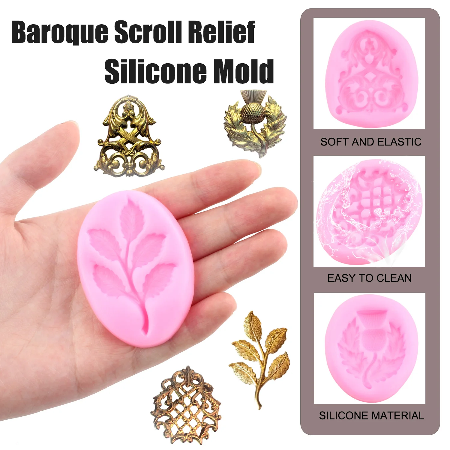 Baroque Style Curlicues Scroll Lace Silicone Mold Scottish Flower Tree Branch Fondant Cake Decorating Tool Candy Chocolate Mould