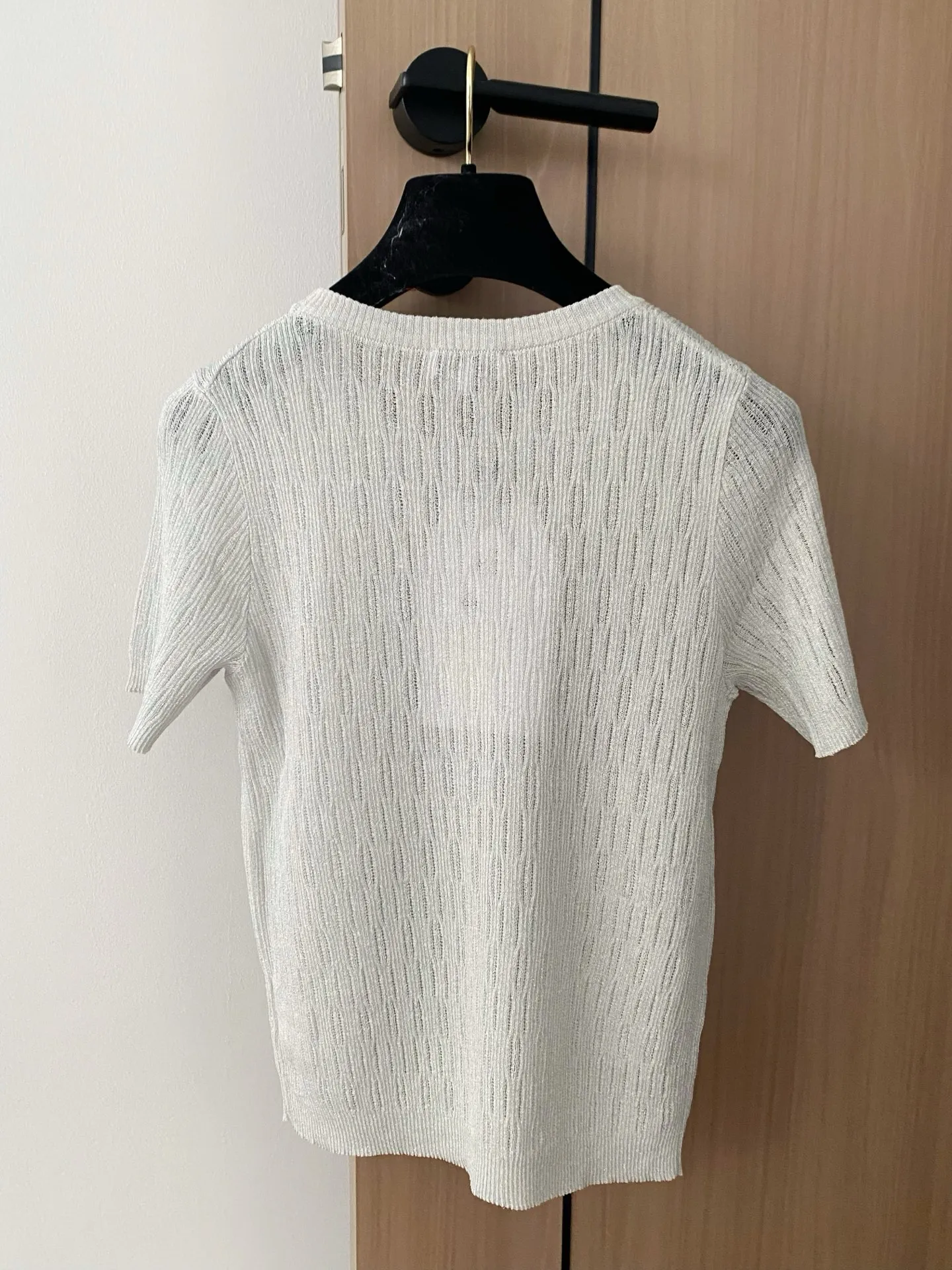 

2025 New Fashionable Versatile Slimming Figure-hugging Tencel Wool Short-sleeved O-neck Sweater Solid Embroidery