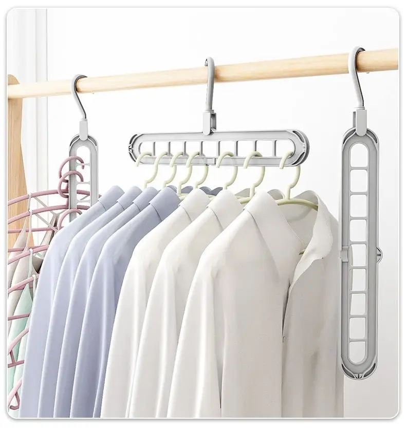 9 Holes Multi‑Layer Clothes Hanger Space‑Saving Wardrobe Organizer Horizontal & Vertical Dual‑use Clothing Storage Hanger